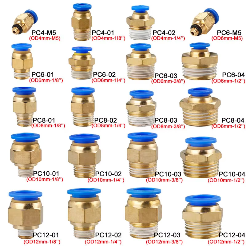 Compression Fitting Brass - 10/50 قطعة تركيب هوائي موصل الهواء
