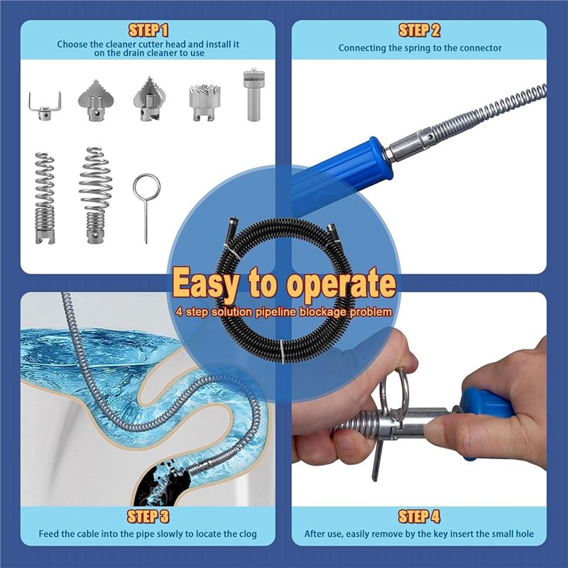 أداة تنظيف الأنابيب المرنة DT1 - مراجعة Drain Snake Flexible وسعره